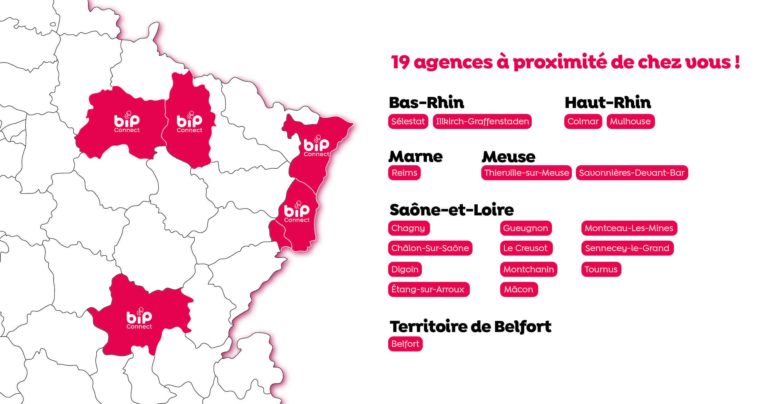 Carte France agences Bip Connect