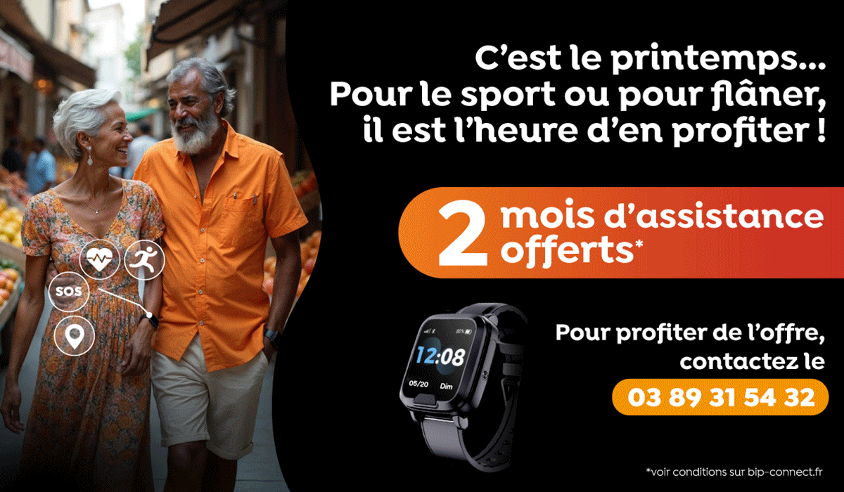 Essai gratuit : 2 mois offerts de téléassistance Bip Connect, à la maison et en déplacement.