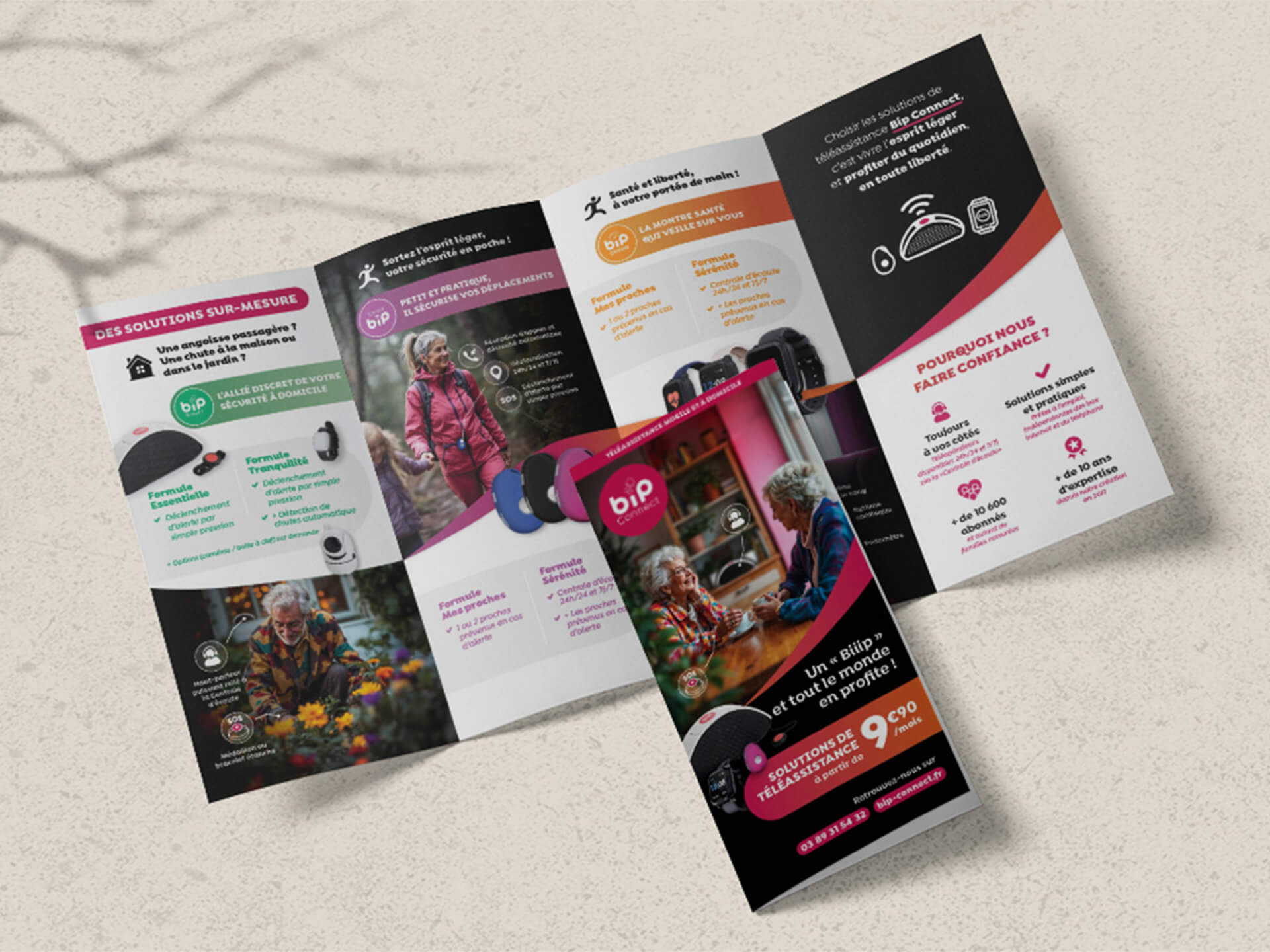 brochure informative Bip Connect téléassistance mobile et à domicile